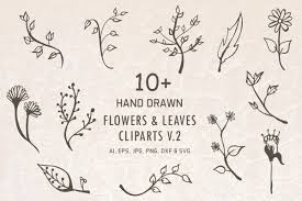 All free download vector graphic image from category decorative floral. 10 Free Hand Drawn Flowers Leaves Cliparts V2 Creativetacos