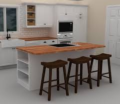Combine a kitchen island with shelves to create a rustic kitchen where you can cook together. This White Ikea Kitchen Island Includes A Cooktop To Provide With Brown Chairs And Wo Ikea Kitchen Island Ikea Kitchen Island With Seating Kitchen Island Decor