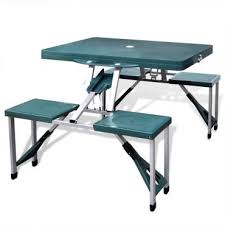 Vidaxl Table De Pique Nique Verte Pliante A 4 Sieges Legere En Aluminium 41456 Vente De Vidaxl Conforama