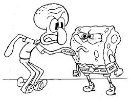 Spongebob Fight Squidward Coloring Page Spongebob Coloring Coloring Pages For Kids Printable Coloring Pages