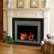 The basic purpose of fireplace glass doors is to create a barrier between the wood fire and the nearby wood flooring and mantle. Pleasant Hearth Craton Cabinet Fireplace Screen And Smoked Glass Doors Gunmetal Walmart Com Walmart Com