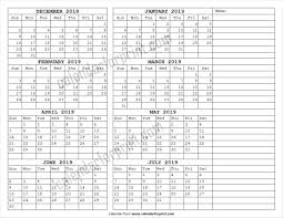 December To July 2019 Calendar Printable One Page July Calendar Calendar Printables December Calendar