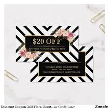 Discount Coupon Gold Floral Beauty Hair Salon Zazzle Com In 2020 Salon Business Cards Hair And Beauty Salon Hair Salon Logos