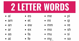 1, aa, lava that has a rough surface. 2 Letter Words List Of 100 Words That Have 2 Letters In English Esl Forums