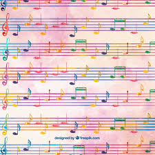 Illustration about music notes on colorful abstract watercolor background. Free Vector Watercolor Background With Pentagrams And Musical Notes