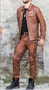 Mens Tight Fit Genuine Brown Leather Biker Motorcycle Pants In 2020 Mens Pants Fashion Mens Leather Pants Fashion Pants