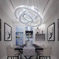 Modern Crystal Chandeliers 3 Rings Led Ceiling Lighting White Chandelier Dining Room Modern Chandelier Crystal Chandelier Stainless Steel Pendant Light