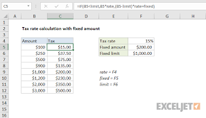 Excel Formula Tax Rate Calculation With Fixed Base Exceljet