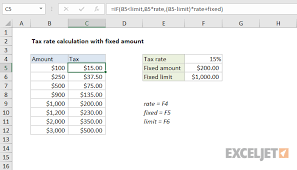 excel formula tax rate calculation with fixed base exceljet