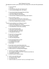Beck S Depression Inventory Worksheet Printable Pdf Download
