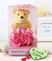 Friend happy birthday gift image. Tied Ribbons Happy Birthday Gifts For Girlfriend Love Wife Best Friend Sister Cute Teddy Best Gift Pink Medium Amazon In Home Kitchen