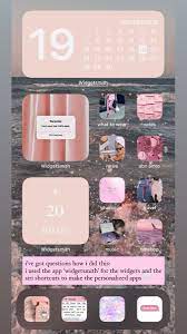Ios 14 Aesthetic Homescreen With Widgets In Pink Iphone Organization Iphone Layout Homescreen