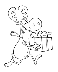Kostenlose Malvorlage Weihnachten Rentier Mit Geschenk Zum Ausmalen