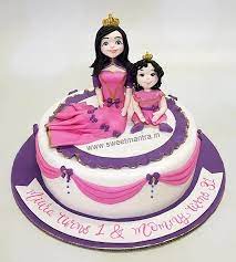 As the girls are most fascinated by disney princess and barbie characters, amazing 3d birthday cakes can be ordered to make their birthday celebrations more memorable. Mom And Daughter Birthday Theme Customised Cake Mom Cake Birthday Cake For Daughter Birthday Cake For Wife