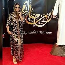 اللبنانية ديانا حداد ترتدي جلابة مغربية fashion long sleeve dress moroccan caftan
