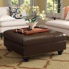 Welcome to our collection of leather ottoman coffee tables ! Darby Home Co Novak 38 2 Wide Faux Leather Tufted Square Cocktail Ottoman Reviews Wayfair
