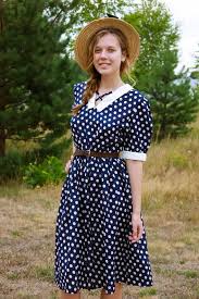 Navy Polka Dot Dress Cute Soviet Peter Pan Collar Blue Etsy Cotton Dress Summer Polka Dot Dress Tea Dress