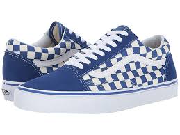 Black White And Blue Checkered Vans Vans Old Skool In 2020 Vans Shoes Women Vans Old Skool White Leather Shoes