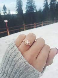 Rose Gold Halo Engagement Ring Ring By Joshua Oudin Rose Gold Halo Engagement Ring Wedding Rings Rose Gold Rose Gold Engagement Ring