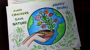 How To Draw Avoid Crackers Happy Diwali Save Nature Poster Drawing