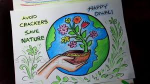 how to draw avoid crackers happy diwali save nature poster drawing