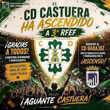 El C.D.Castuera consigue un Doble ascenso a 3° Rfef Histórico ya que nunca se había conseguido algo así en una misma temporada, vamos a disfrutar mucho la temporada 2026/2027 en el Manuel