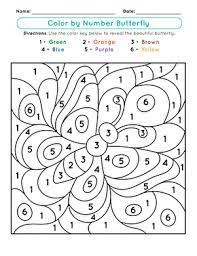 color by number butterfly worksheet education com
