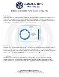 International O Ring Size Standards Global O