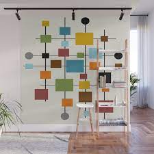 Right away, i look for color. Mid Century Modern Art 1 3 Wall Mural By Oldurbanfarmhouse Society6