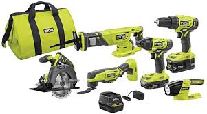 Shop with afterpay on eligible items. Ryobi P1819 18v One Lithium Ion Combo Kit 6 Tools Drill Driver Impact Driver Reciprocating Saw Circular Saw Multi Tool Led Worklight 4 0 Ah 1 5 Ah Battery Charger Bag Amazon Com