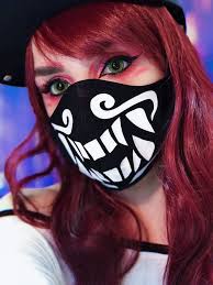 Kda Face Mask Akali Mask Pop Stars Cosplay Etsy In 2021 Mouth Mask Fashion Face Fashion Face Mask
