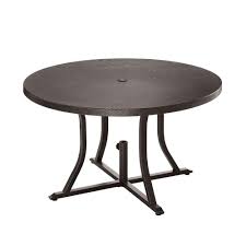 Hampton Bay Beacon Park Brown 48 In Diameter Round Steel Outdoor Patio Dining Table In 2020 Round Outdoor Dining Table Patio Dining Table Round Pedestal Dining Table