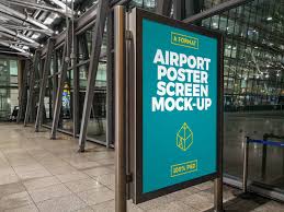 Airport Poster Screen Mock Ups 4 Real Background Mockup Pixel Size