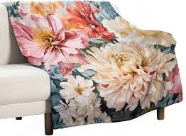 Peyton Bloom Bright Stripe Blanket Spring Summer Floral Fleece Throw  Blanket 70"x80" Soft Fuzzy Plush Blanket Bedding Cozy Lightweight Home  Decor for ...