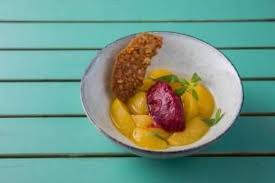 Recette De Peche Pochee A La Verveine Sorbet Minute Au Cassis Et Tuile Noisette Rapide Recette En 2020 Recettes De Cuisine Recette Alimentation