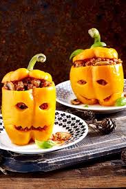 Gefullte Paprika Fratzen Halloween Rezept Lecker Rezept Halloween Essen Rezepte Helloween Essen Lecker