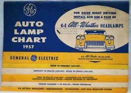 Details About Ge General Electric Automobile Lamp Chart Car Headlight Guide 1957 Vintage