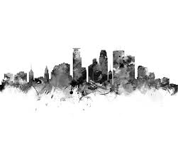 Black And White Skyline Art Minneapolis Print Minneapolis Skyline Minnesota Cityscape Etsy Minneapolis Skyline Skyline Art Art