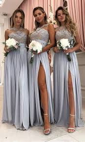 Simple Grey Chiffon Long Bridesmaid Dresses Country A Line Bridesmaid Dresses With App Silver Bridesmaid Dresses Vintage Bridesmaid Dresses Bridesmaid Dresses