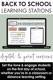 Back To School Learning Stations Print Digital Activity In 2020 First Day Of School Activities Learning Stations Teaching High School English