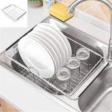 Eventually a piece of plastic will break off near the bottom of the dish holder exposing the metal its covering. Adjustable Over Sink Dish Dry Rack Stainless Steel Kitchen Storage Basket Drain Holder Fruit Rustproof Bowl Dish Glass Racks Racks Holders Aliexpress