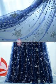 Stunning Stars Moons Beaded Long Navy Prom Dress Night Sky Wedding Starry Night Prom Starry Night Wedding