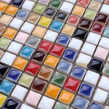 Glazed Porcelain Mosaic Tile Multi-Color Kitchen Backsplash | Fifyh.com