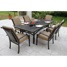 Bellini Conrad 7pc Wicker Cast Aluminum Patio Dining Set Wicker Patio Seating Set Home And Patio Dec Wicker Dining Set Metal Patio Furniture 7 Piece Dining Set