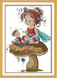 Counted cross stitch stamped cross stitch. Joy Sunday Cartoon Style The Little Girl And A Sevenspotted Ladybug Cheap Free Counted Cross Stitch Alphabet Patterns For Kids Joy Sunday Counted Cross Stitchfree Cross Stitch Pattern Aliexpress