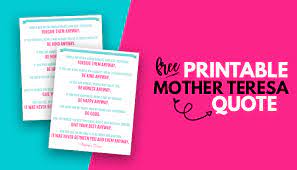 Check spelling or type a new query. Free Mother Teresa Quote Printable Sarah Titus From Homeless To 8 Figures
