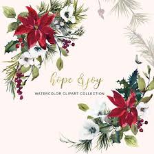 Watercolor Poinsettia Christmas Clipart Holy Stems Seamless Etsy In 2020 Christmas Clipart Clip Art Poinsettia Flower