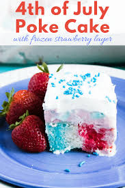 4th Of July Poke Cake With Frozen Strawberry Layer Will Be The Star Of Your Holiday Celebration This Fun An Festive Desserts 4th Of July Desserts Fun Desserts