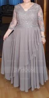 Us 177 00 A Line V Neck Floor Length Chiffon Lace Mother Of The Bride Dress With Beading Sequins Cascading Ruffles Jj S House Mother Of The Bride Dresses Bride Dress African Prom Dresses