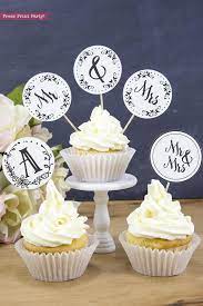 Find all cupcake decorating supplies for your party needs: Rustic Wedding Cake Toppers Printable Press Print Party Wedding Cupcake Toppers Wedding Cupcakes Rustic Rustic Wedding Cake Toppers